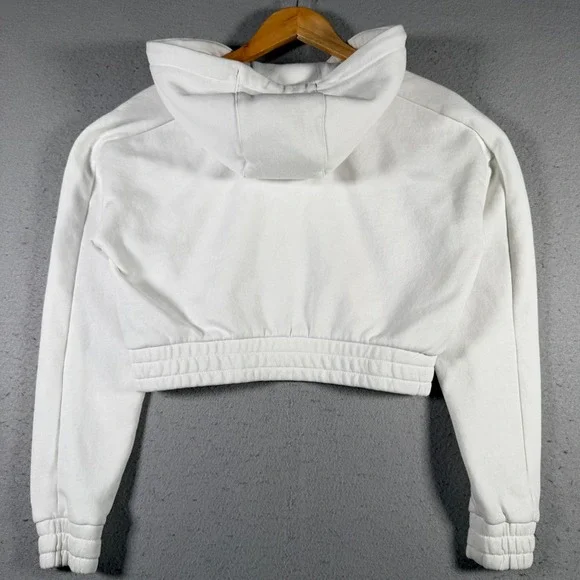 Alphalete White Cropped Quarter Zip Hoodie Sweatshirt Athletic Small Comfort Gym - Picture 3 of 14